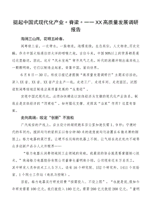 挺起中国式现代化产业“脊梁”——XX高质量发展调研报告.docx