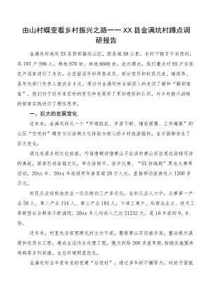 由山村蝶变看乡村振兴之路——XX县金满坑村蹲点调研报告.docx
