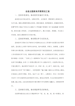 全县主题教育开展情况汇报.docx