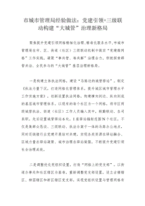 市城市管理局经验做法：党建引领+三级联动构建“大城管”治理新格局.docx