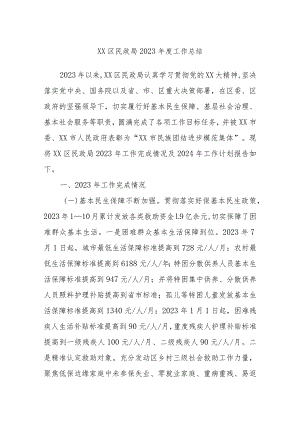 XX区民政局2023年度工作总结.docx