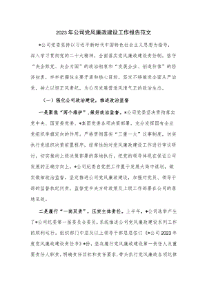 2023年公司党风廉政建设工作报告范文.docx