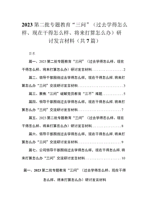 2023第二批专题教育“三问”（过去学得怎么样、现在干得怎么样、将来打算怎么办）研讨发言材料精选七篇.docx