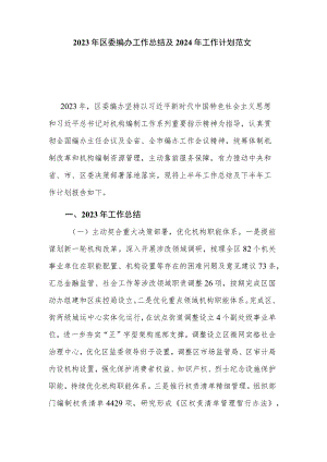2023年区委编办工作总结及2024年工作计划范文.docx