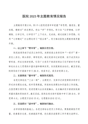 医院学习贯彻2023年主题教育情况报告四篇.docx