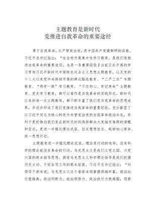 主题教育是新时代党推进自我革命的重要途径 .docx
