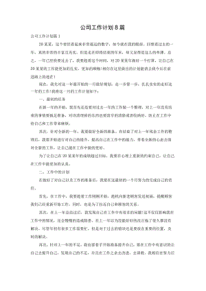 公司工作计划8篇.docx