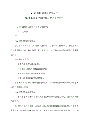 XX能源集团股份有限公司2023年第X次临时股东大会表决办法（2023年）.docx