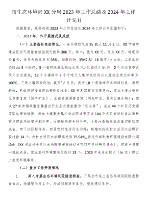 市生态环境局分局2023年工作总结及2024年工作计划.docx