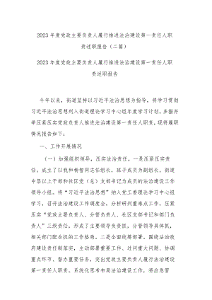 2023年度党政主要负责人履行推进法治建设第一责任人职责述职报告(二篇).docx
