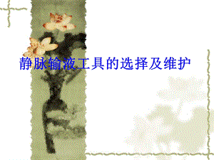 静脉输液工具的选择及维护.ppt