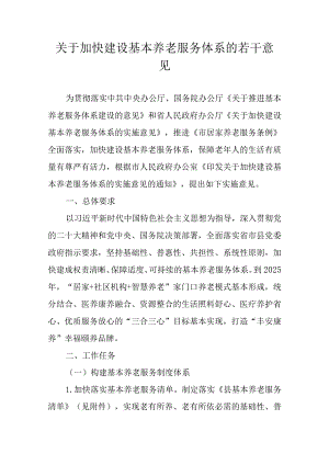 关于加快建设基本养老服务体系的若干意见.docx