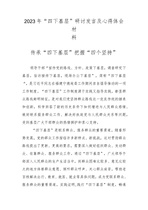 2023年“四下基层”研讨发言及心得体会材料.docx