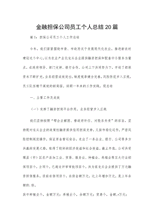 金融担保公司员工个人总结20篇.docx