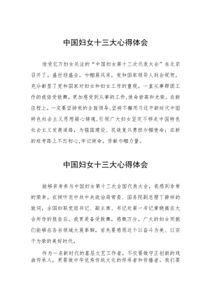 十四篇关于中国妇女十三大精神的学习体会.docx