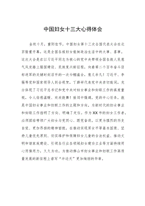 妇女干部学习中国妇女第十三大精神心得体会十六篇.docx