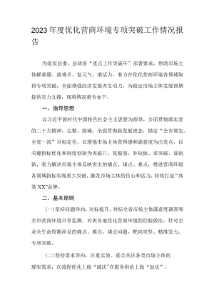 2023年度优化营商环境专项突破工作情况报告.docx
