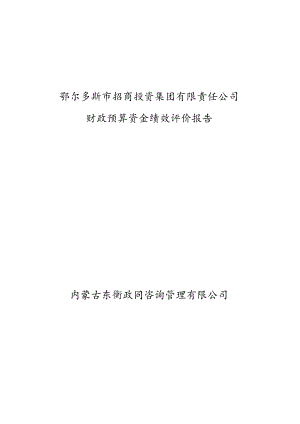 鄂尔多斯市招商投资集团有限责任公司财政预算资金绩效评价报告.docx