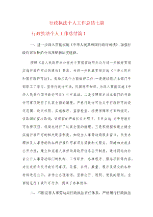 行政执法个人工作总结七篇.docx