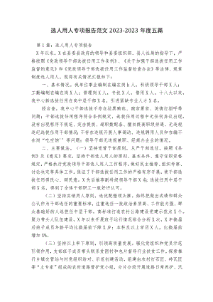选人用人专项报告范文2023-2023年度五篇.docx