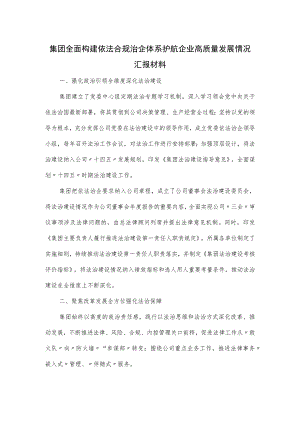 集团全面构建依法合规治企体系护航企业高质量发展情况汇报材料.docx