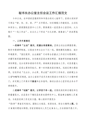秘书长办公室主任会议工作汇报问题建议总结报告.docx