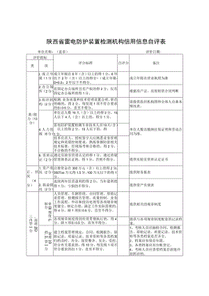 陕西省雷电防护装置检测机构信用信息自评表.docx