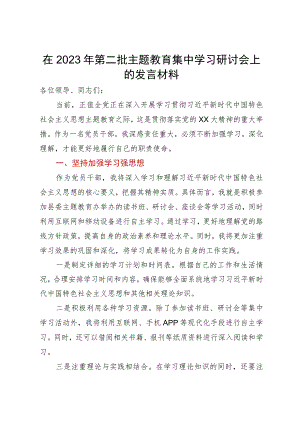 在2023年第二批主题教育集中学习研讨会上的发言材料.docx