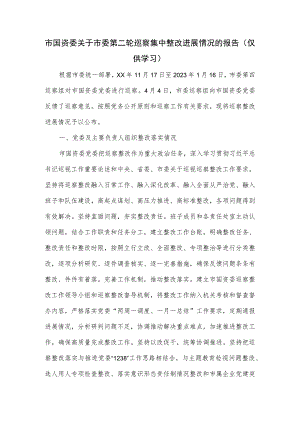 市国资委关于市委第二轮巡察集中整改进展情况的报告.docx
