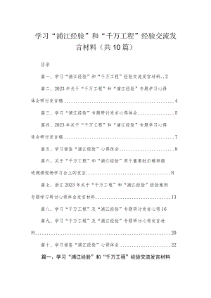 学习“浦江经验”和“千万工程”经验交流发言材料(精选10篇合集).docx