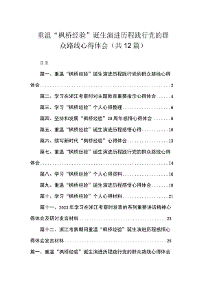 重温“枫桥经验”诞生演进历程践行党的群众路线心得体会12篇（精编版）.docx