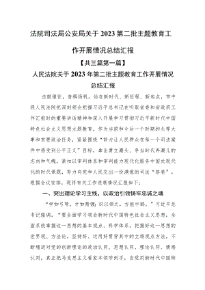 （3篇）法院司法局公安局关于2023第二批主题教育工作开展情况总结汇报.docx