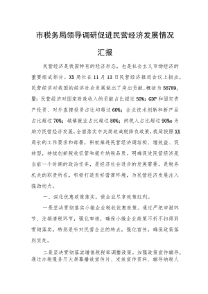 市税务局领导调研促进民营经济发展情况汇报.docx