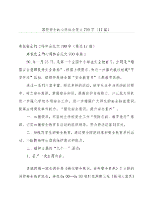 寒假安全的心得体会范文700字（17篇）.docx
