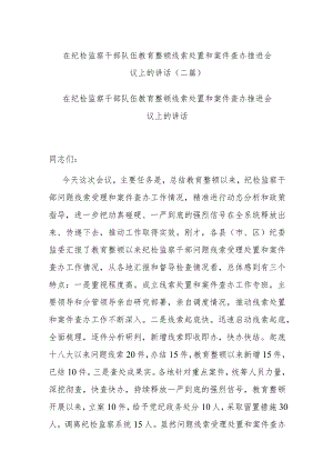 在纪检监察干部队伍教育整顿线索处置和案件查办推进会议上的讲话(二篇).docx
