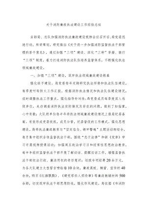 关于消防廉政执法建设工作经验总结.docx