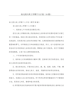 幼儿园大班上学期个人计划（16篇）.docx