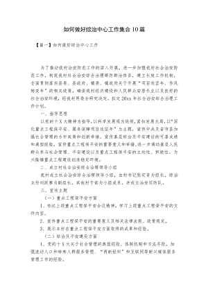 如何做好综治中心工作集合10篇.docx