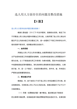选人用人方面存在的问题及整改措施【8篇】.docx