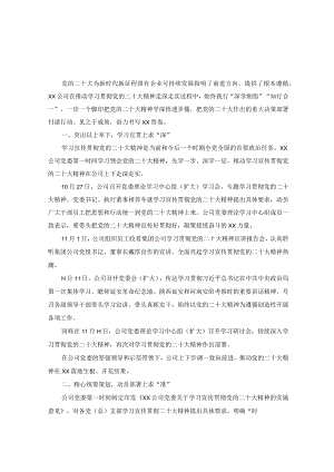 公司学习宣传贯彻二十大精神情况总结汇报（3篇）.docx