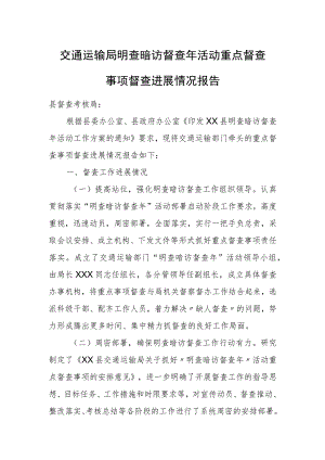 交通运输局明查暗访督查年活动重点督查事项督查进展情况报告.docx