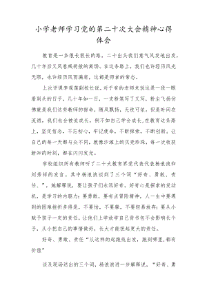 小学老师学习党的第二十次大会精神心得体会.docx