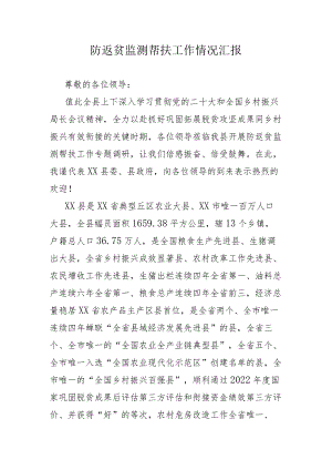 防返贫监测帮扶工作情况汇报.docx