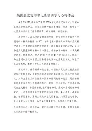 某国企党支部书记班培训学习心得体会.docx