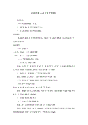 幼儿园优质公开课：大班健康《爱护眼睛》教案.docx