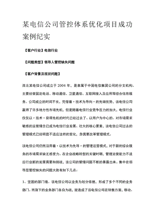 某电信公司管控体系优化项目案例纪实.docx
