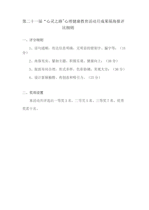 第二十一届“心灵之路”心理健康教育活动月成果展海报评比细则.docx