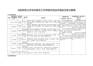沈阳师范大学本科教学工作审核评估自评报告任务分解表.docx