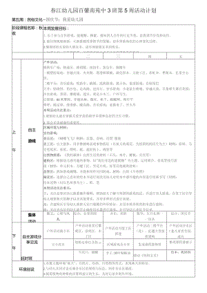 春江幼儿园百馨南苑中3班第5周活动计划表第五周民俗文化——国庆节我爱幼儿园.docx