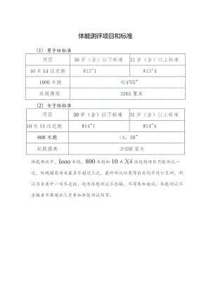 体能测评项目和标准1男子组标准.docx